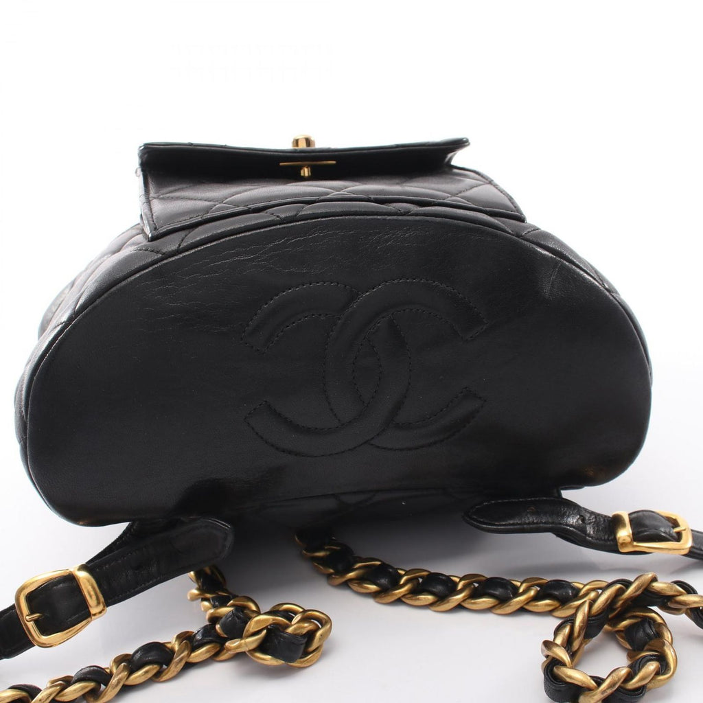 Chanel Backpack Quilted Turnlock Chain Black Lambskin Double — view 6