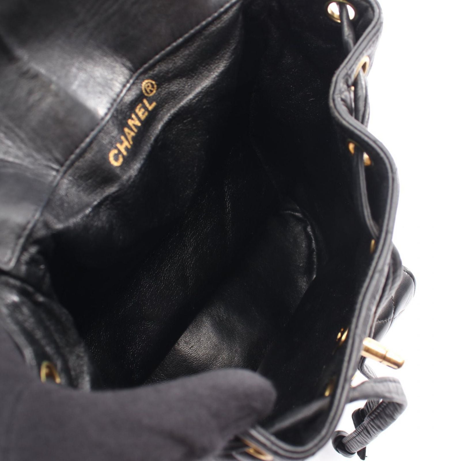 Chanel Backpack Quilted Turnlock Chain Black Lambskin Double — view 3