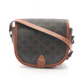 Celine Shoulder Bag Folco Triomphe Brown Black Canvas Leather