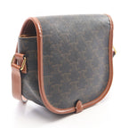 Celine Shoulder Bag Folco Triomphe Brown Black Canvas Leather — view 2