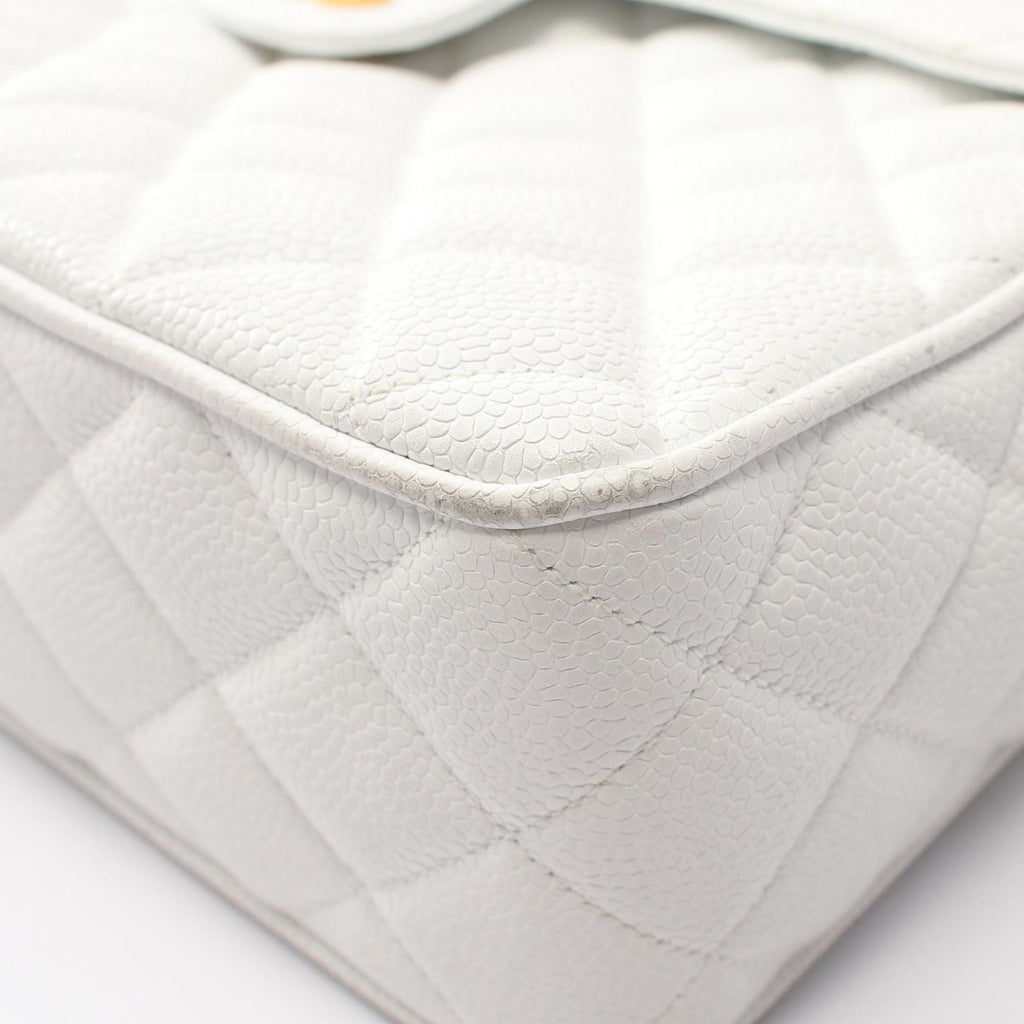 Chanel Shoulder Bag Quilted Cocobol White Caviar Leather Cocoball Chain — view 8