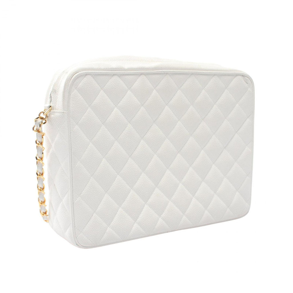 Chanel Shoulder Bag Quilted Cocobol White Caviar Leather Cocoball Chain — view 2