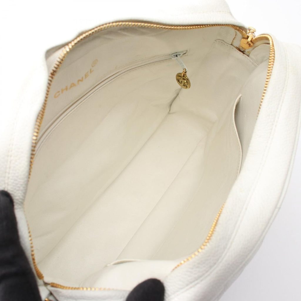 Chanel Shoulder Bag Quilted Cocobol White Caviar Leather Cocoball Chain — view 3