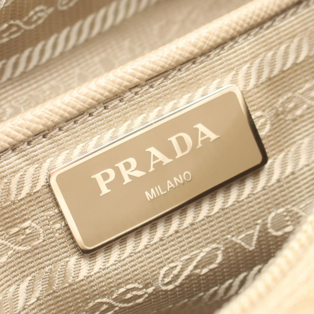 Prada Shoulder Bag Vela Beige Nylon Saffiano Leather — view 4