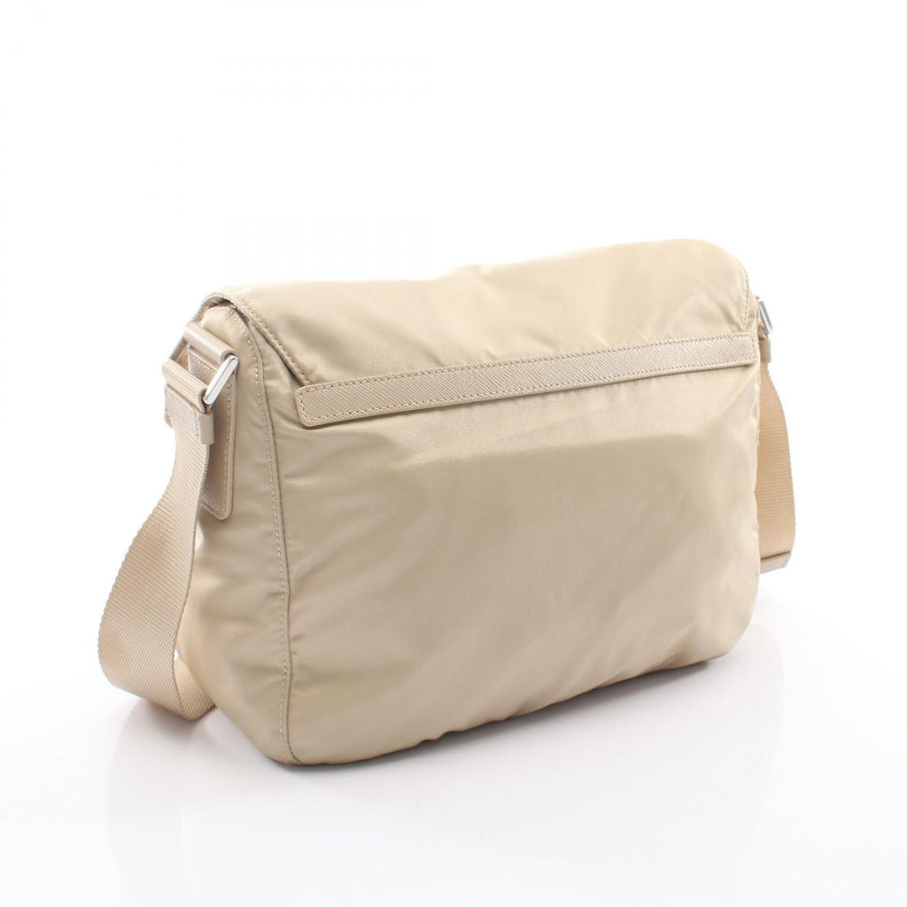 Prada Shoulder Bag Vela Beige Nylon Saffiano Leather — view 2