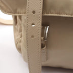 Prada Shoulder Bag Vela Beige Nylon Saffiano Leather — view 8