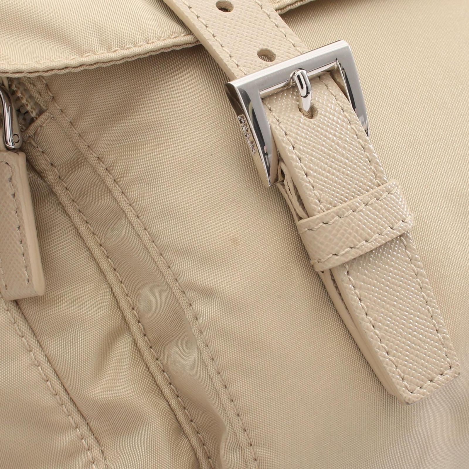 Prada Shoulder Bag Vela Beige Nylon Saffiano Leather — view 6