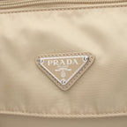Prada Shoulder Bag Vela Beige Nylon Saffiano Leather — view 7