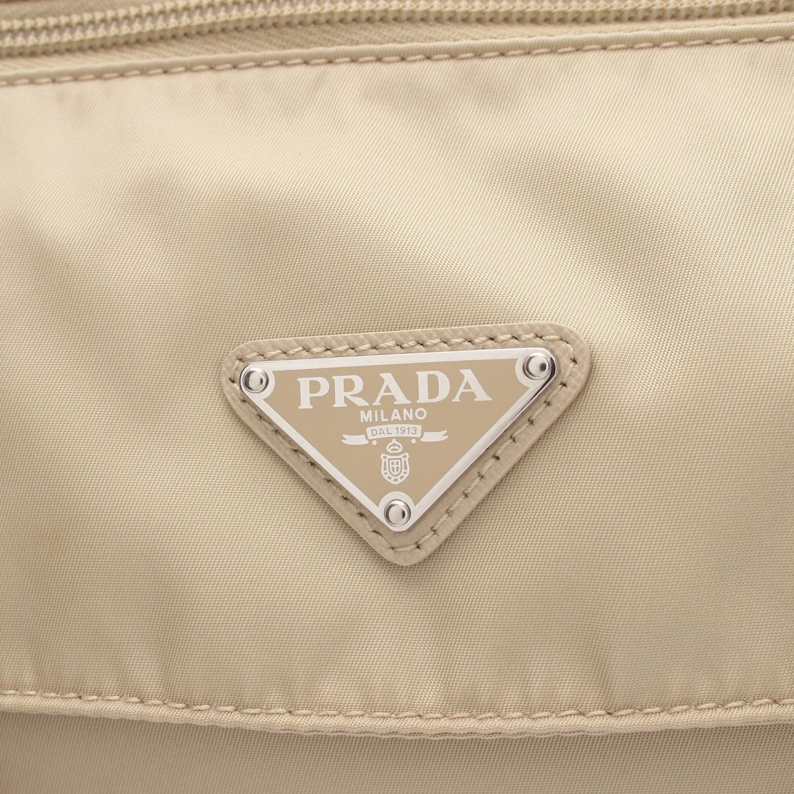 Prada Shoulder Bag Vela Beige Nylon Saffiano Leather — view 7