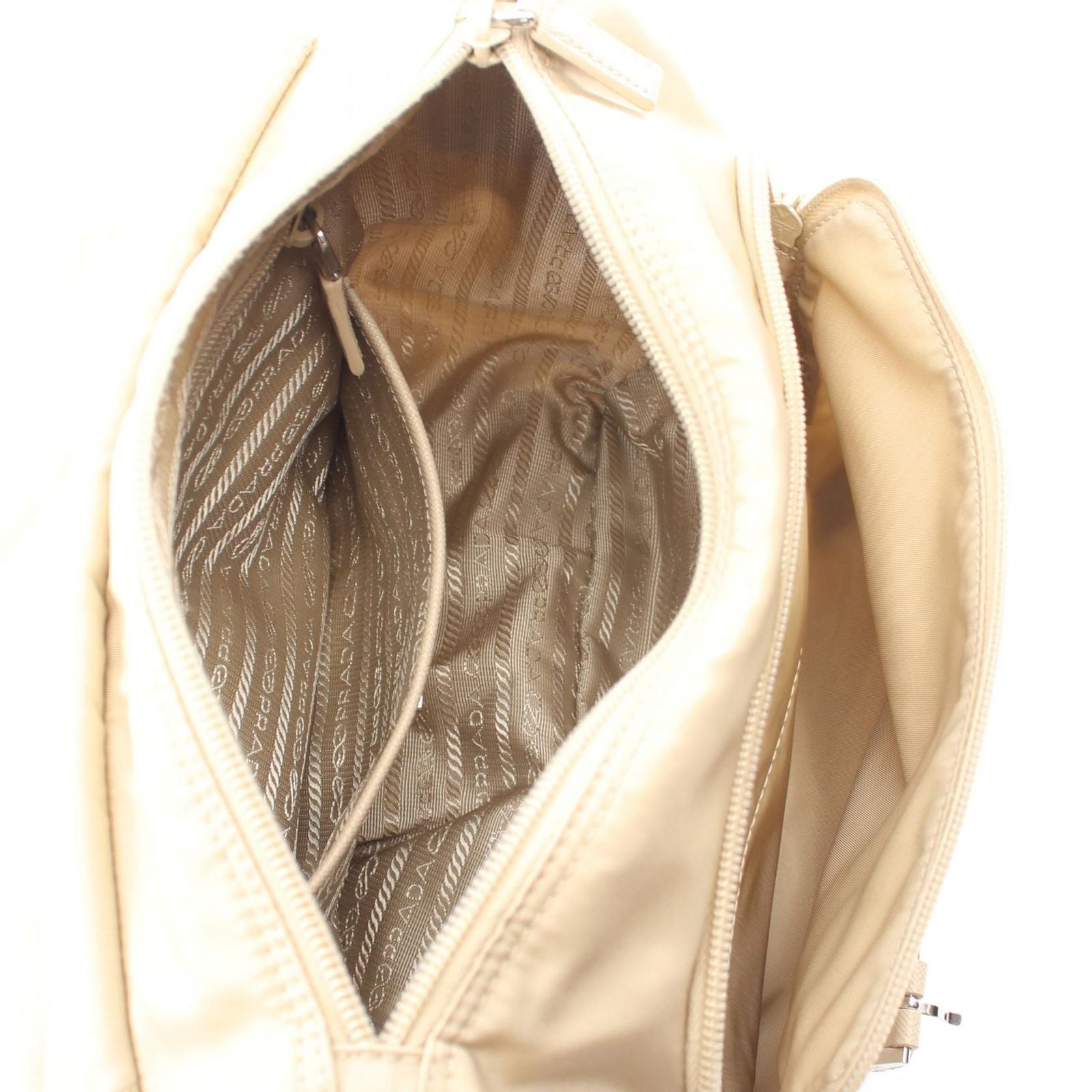 Prada Shoulder Bag Vela Beige Nylon Saffiano Leather — view 3