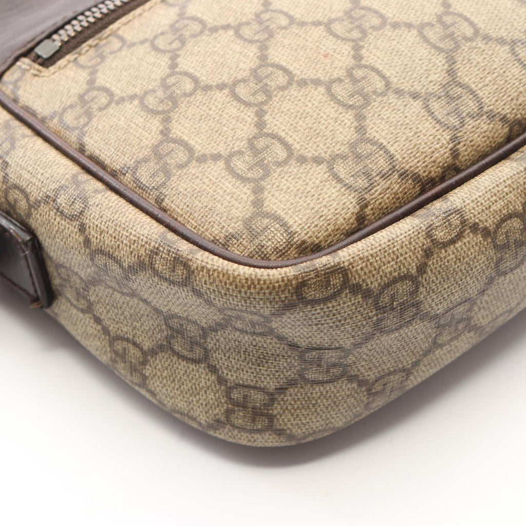 Gucci Shoulder Bag GG Plus Beige Brown Co Ting Canvas Leather Split — view 7