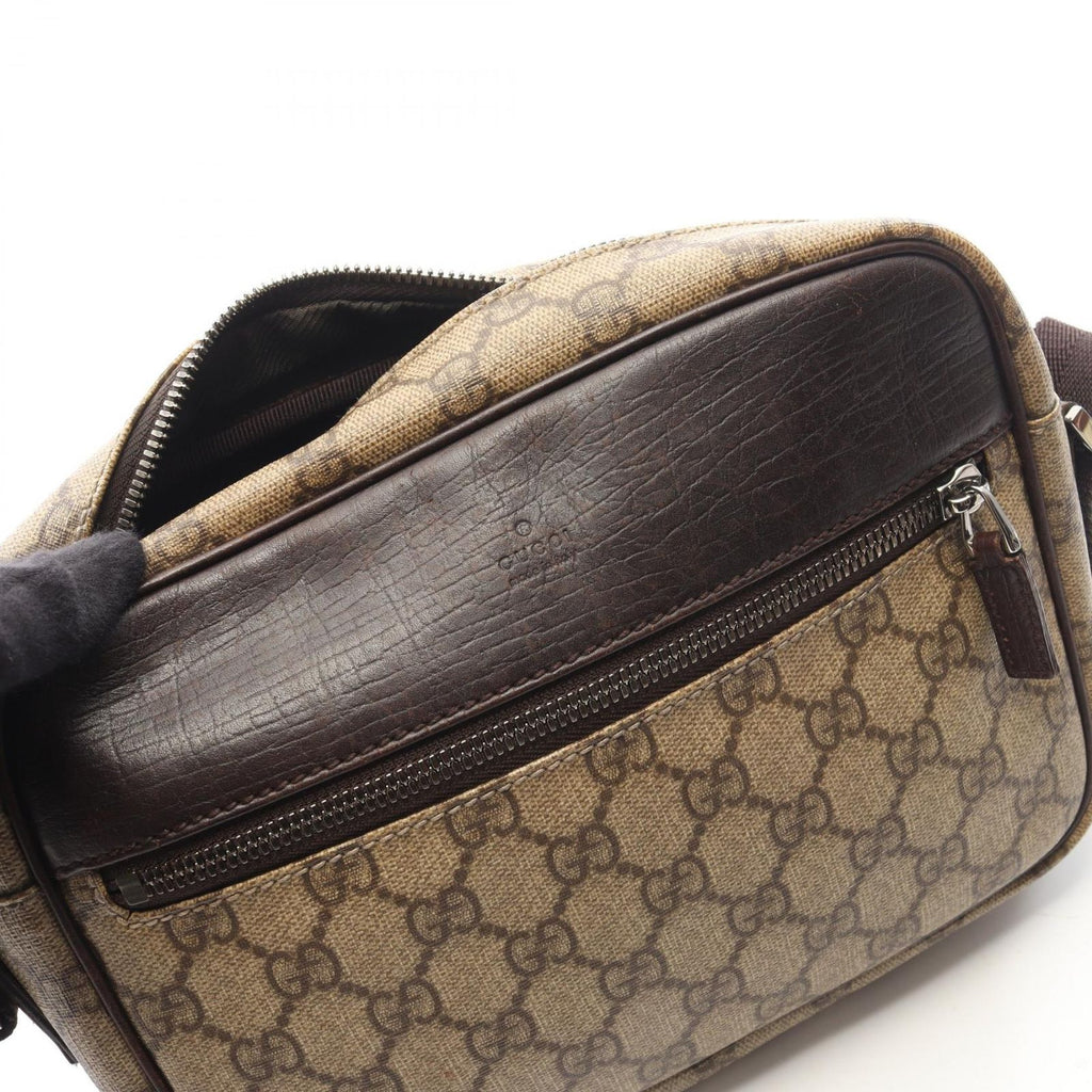 Gucci Shoulder Bag GG Plus Beige Brown Co Ting Canvas Leather Split — view 6