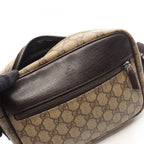 Gucci Shoulder Bag GG Plus Beige Brown Co Ting Canvas Leather Split — view 6