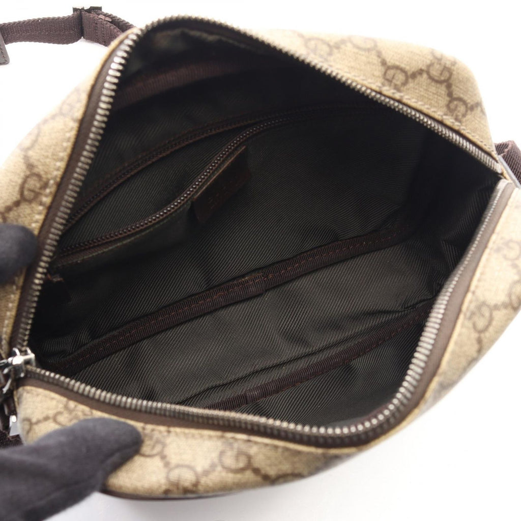 Gucci Shoulder Bag GG Plus Beige Brown Co Ting Canvas Leather Split — view 3