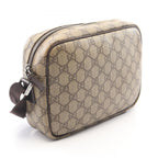 Gucci Shoulder Bag GG Plus Beige Brown Co Ting Canvas Leather Split — view 2