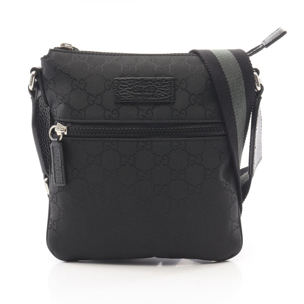 Gucci Shoulder Bag GG Pattern Black Nylon Leather
