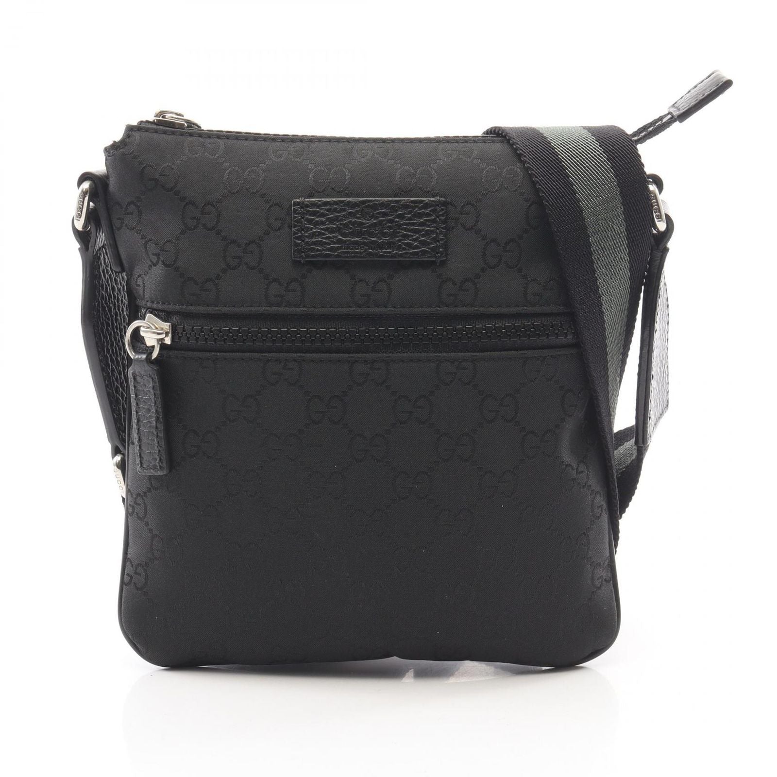 Gucci Shoulder Bag GG Pattern Black Nylon Leather