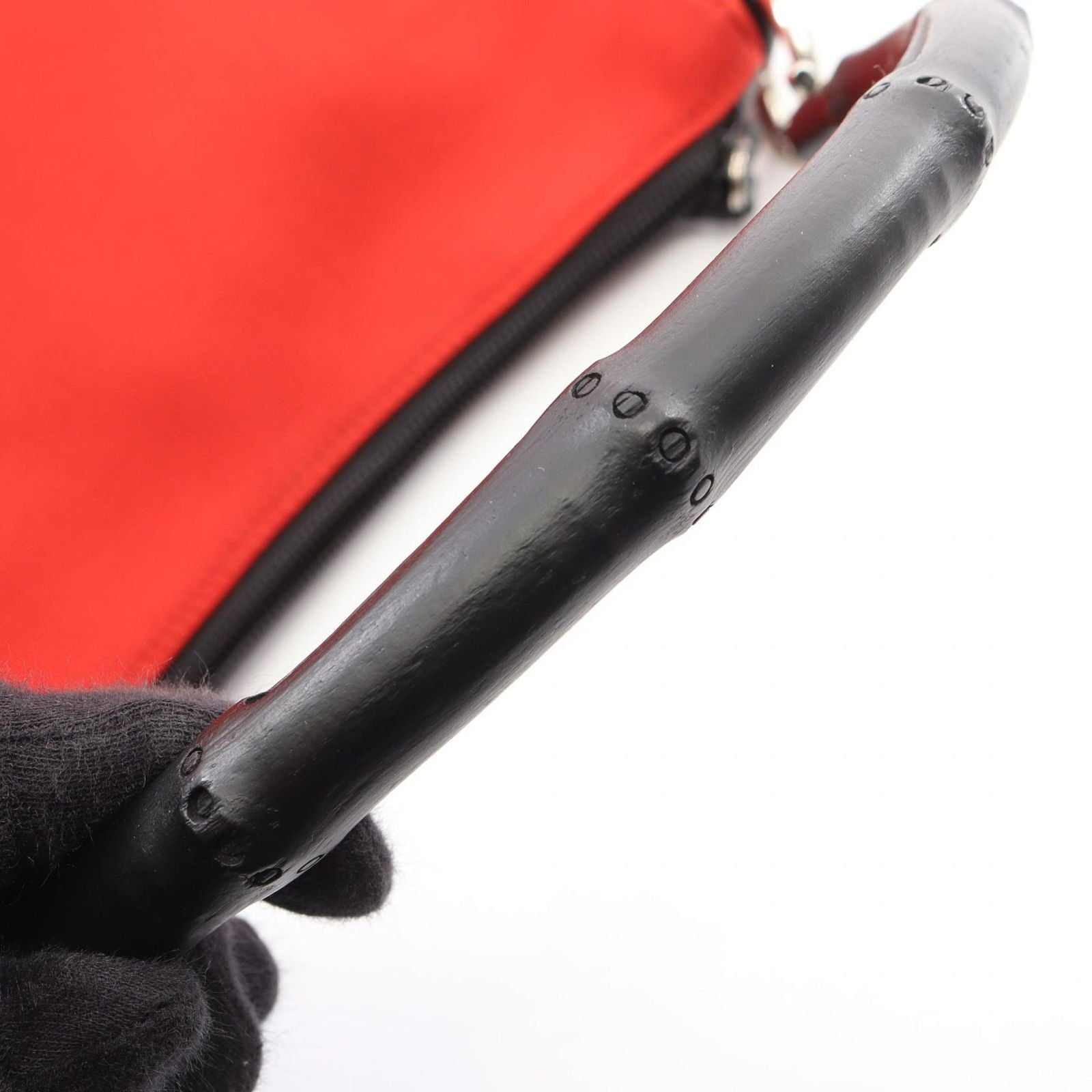 Gucci Shoulder Bag Bamboo Red Black Hand — view 6