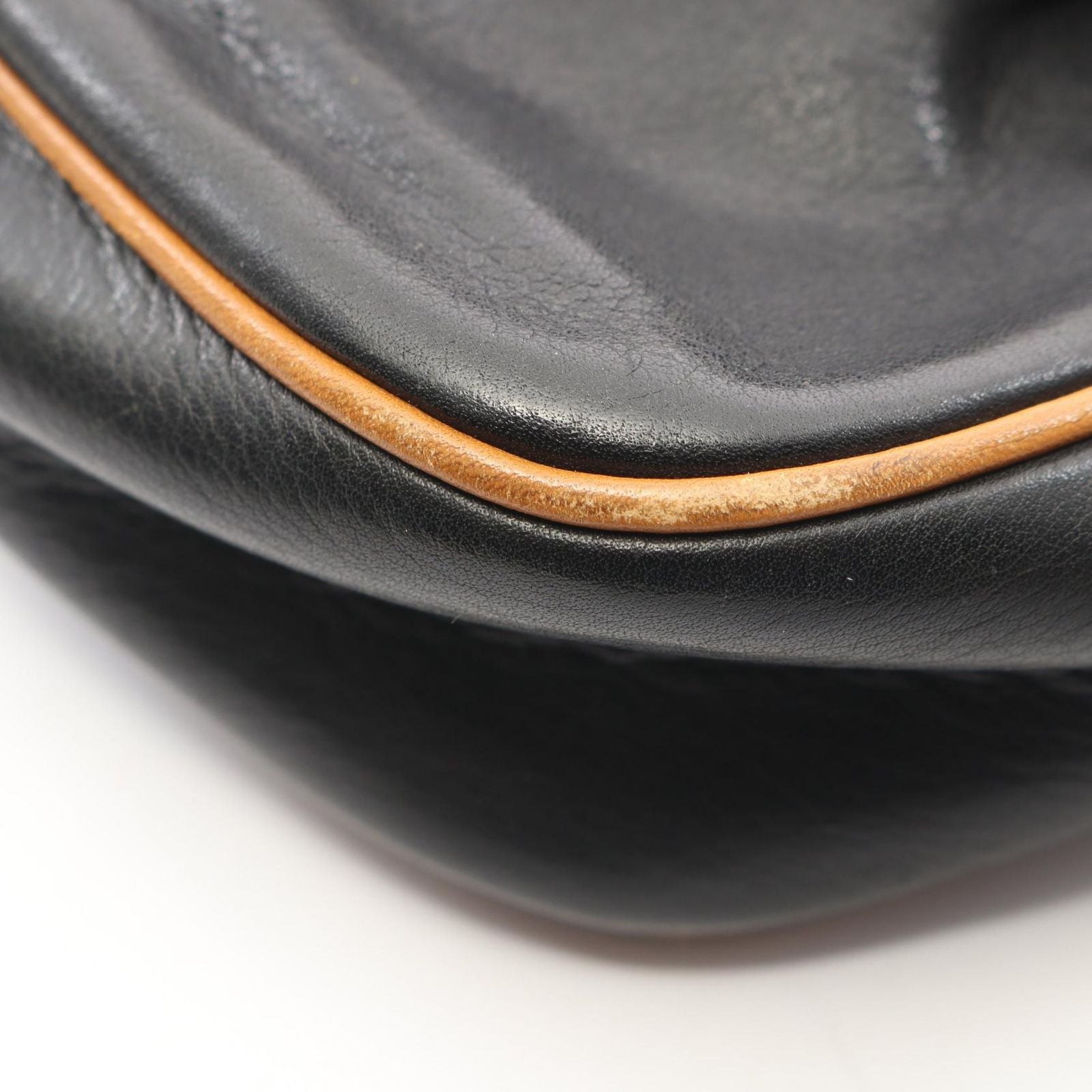 Celine Shoulder Bag Macadam Black Brown Leather Mini — view 8