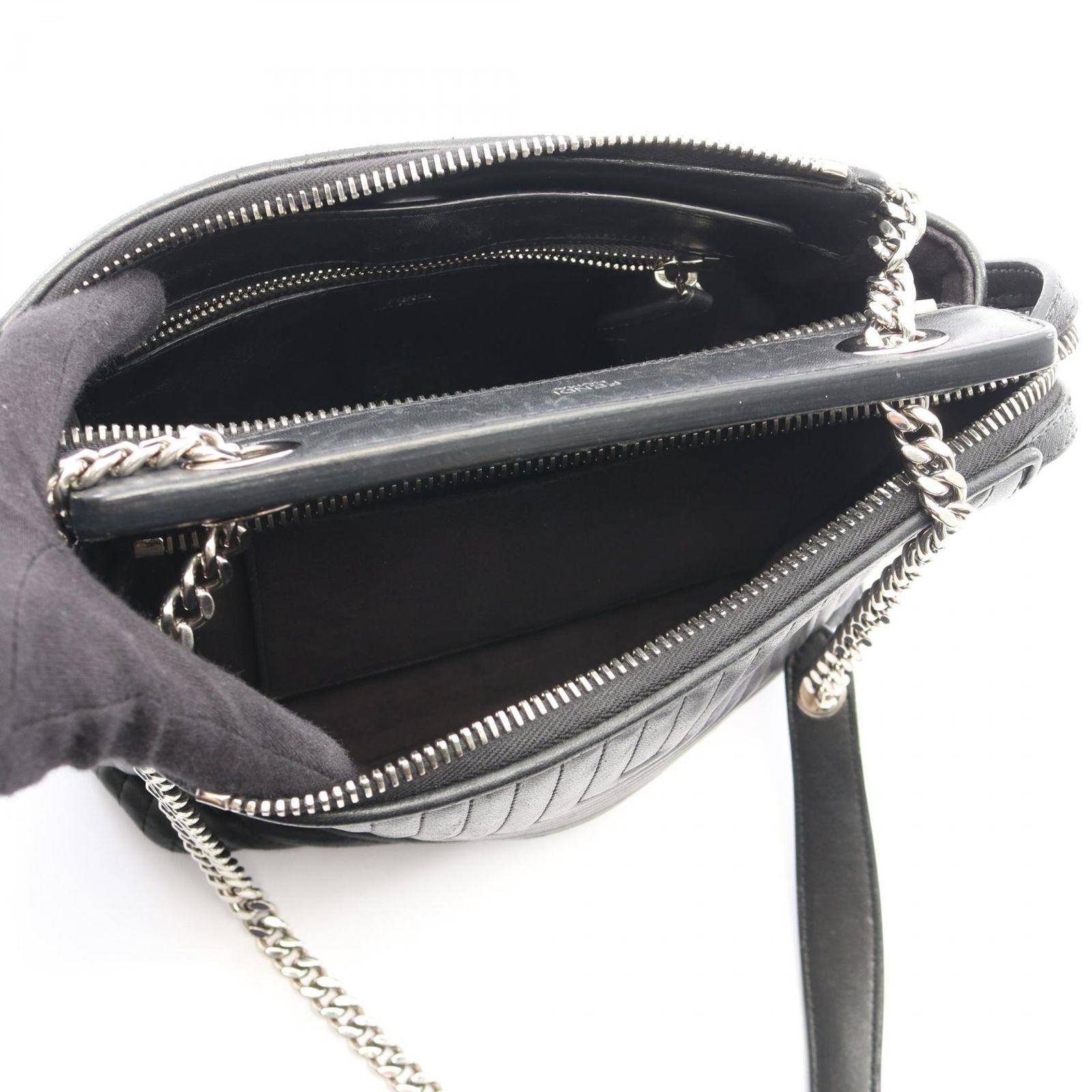 Fendi Shoulder Bag Dot Com Click Black Leather Dot Com 2-Way — view 3