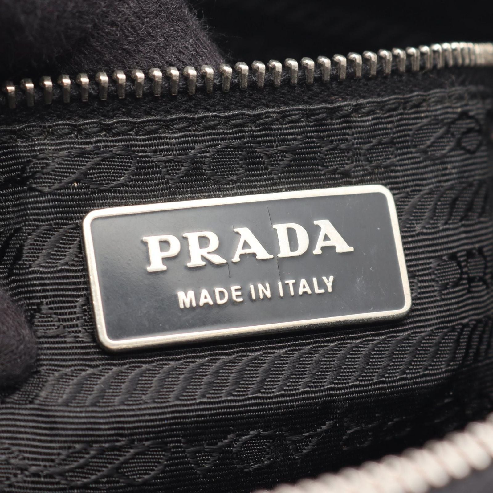 Prada Shoulder Bag Triangle Logo Black Nylon Leather — view 4