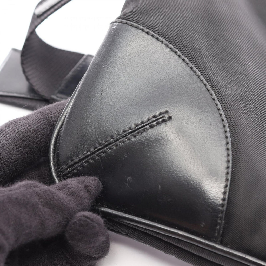 Prada Shoulder Bag Triangle Logo Black Nylon Leather — view 6