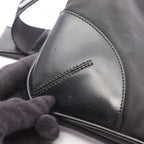 Prada Shoulder Bag Triangle Logo Black Nylon Leather — view 6