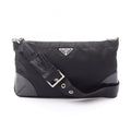 Prada Shoulder Bag Triangle Logo Black Nylon Leather
