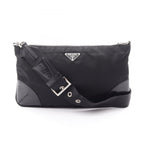 Prada Shoulder Bag Triangle Logo Black Nylon Leather