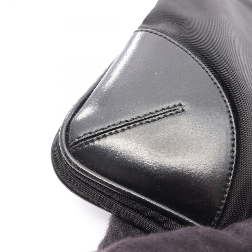 Prada Shoulder Bag Triangle Logo Black Nylon Leather — view 8