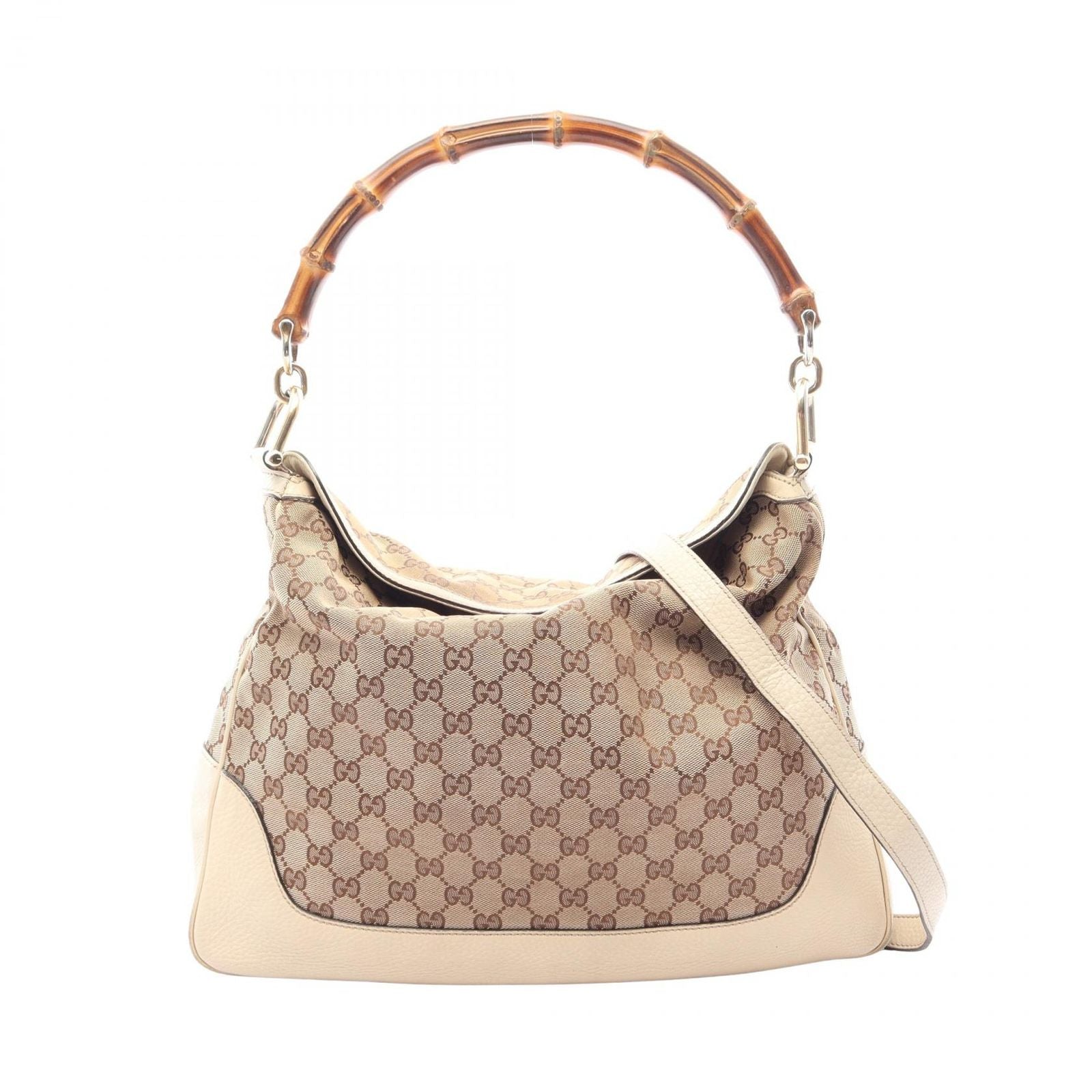 Gucci Shoulder Bag Diana Bamboo GG Canvas 2-Way Ivory Beige