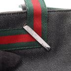 Gucci Handbag Sherry Line Black Green Red Canvas Leather Hand — view 8