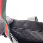 Gucci Handbag Sherry Line Black Green Red Canvas Leather Hand — view 6