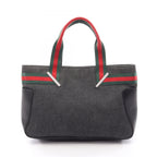 Gucci Handbag Sherry Line Black Green Red Canvas Leather Hand