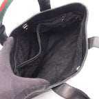 Gucci Handbag Sherry Line Black Green Red Canvas Leather Hand — view 3