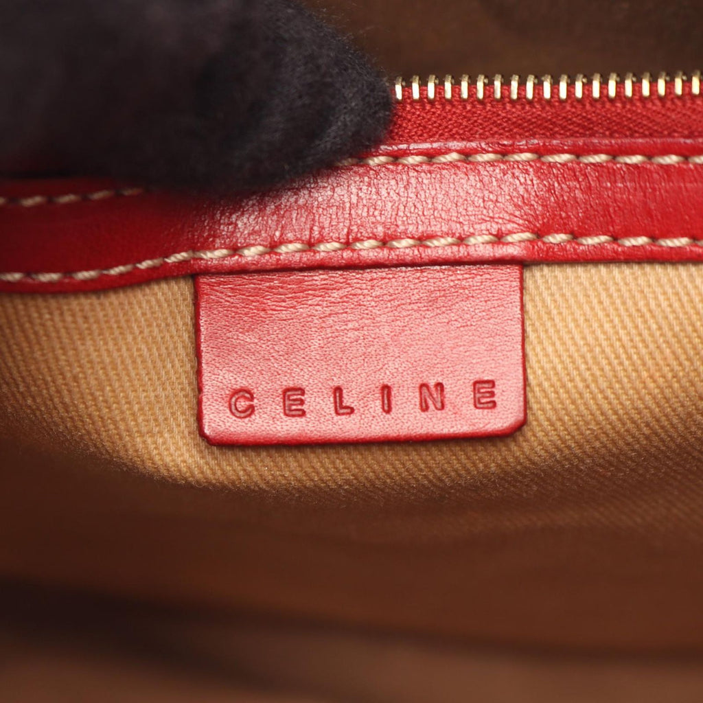 Celine Shoulder Bag Macadamia Beige Red Co Ting Canvas Leather — view 4