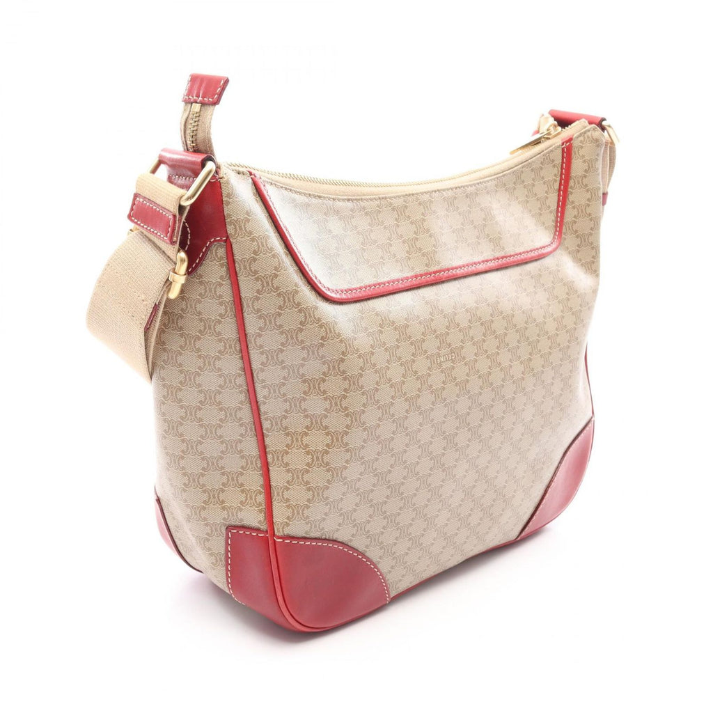 Celine Shoulder Bag Macadamia Beige Red Co Ting Canvas Leather — view 2