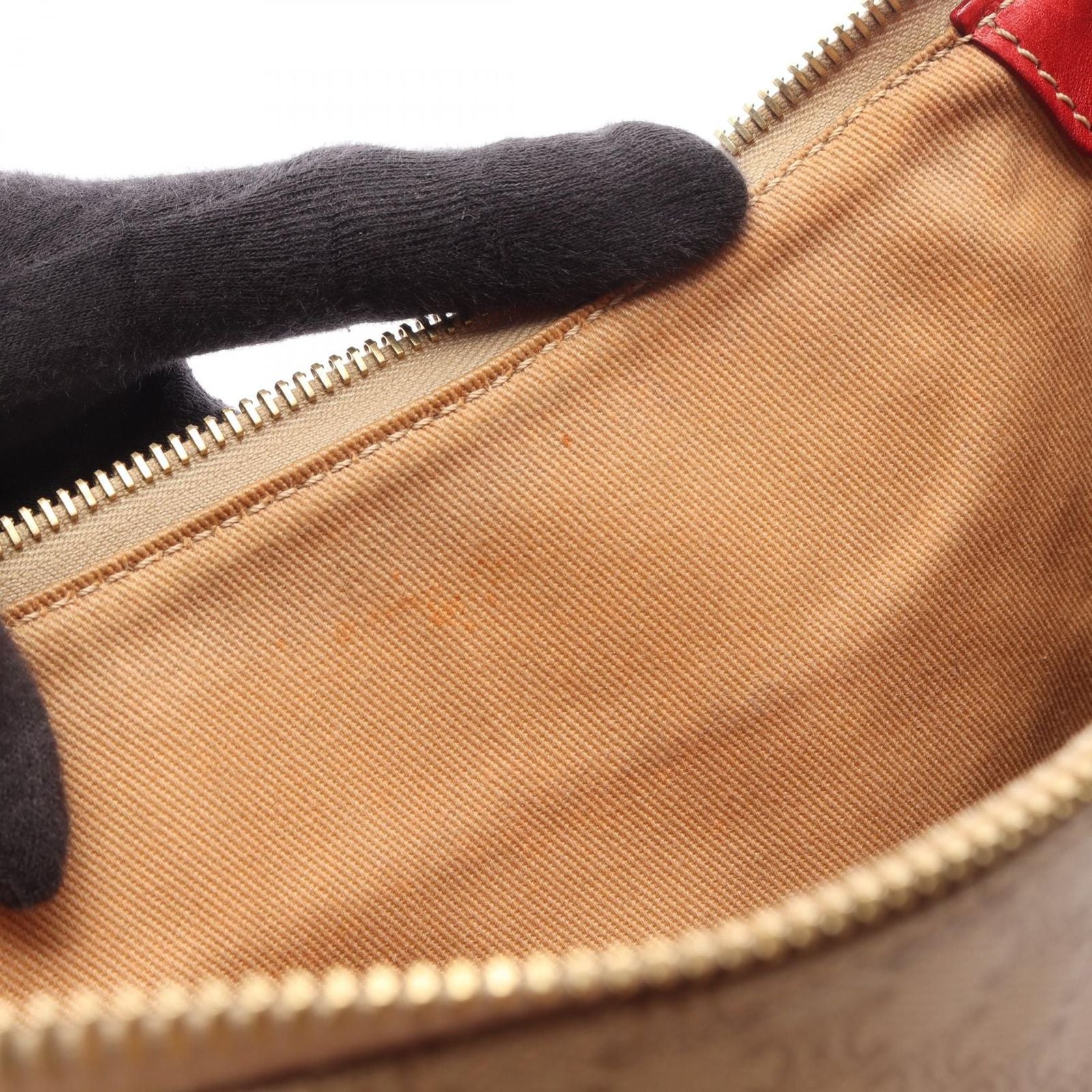 Celine Shoulder Bag Macadamia Beige Red Co Ting Canvas Leather — view 6