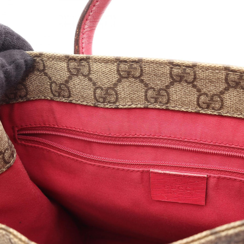 Gucci Tote GG Supreme Beige Pink Canvas Leather — view 6