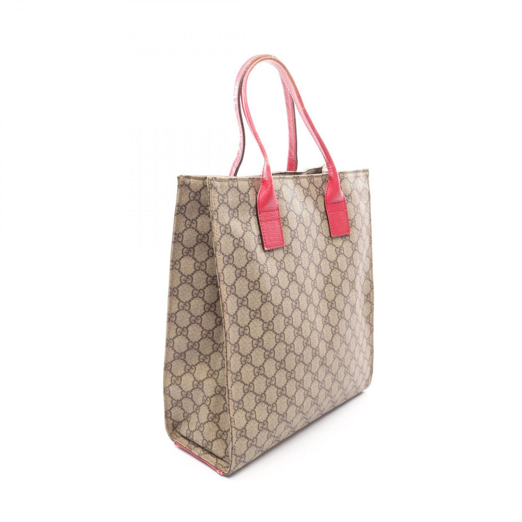 Gucci Tote GG Supreme Beige Pink Canvas Leather — view 2