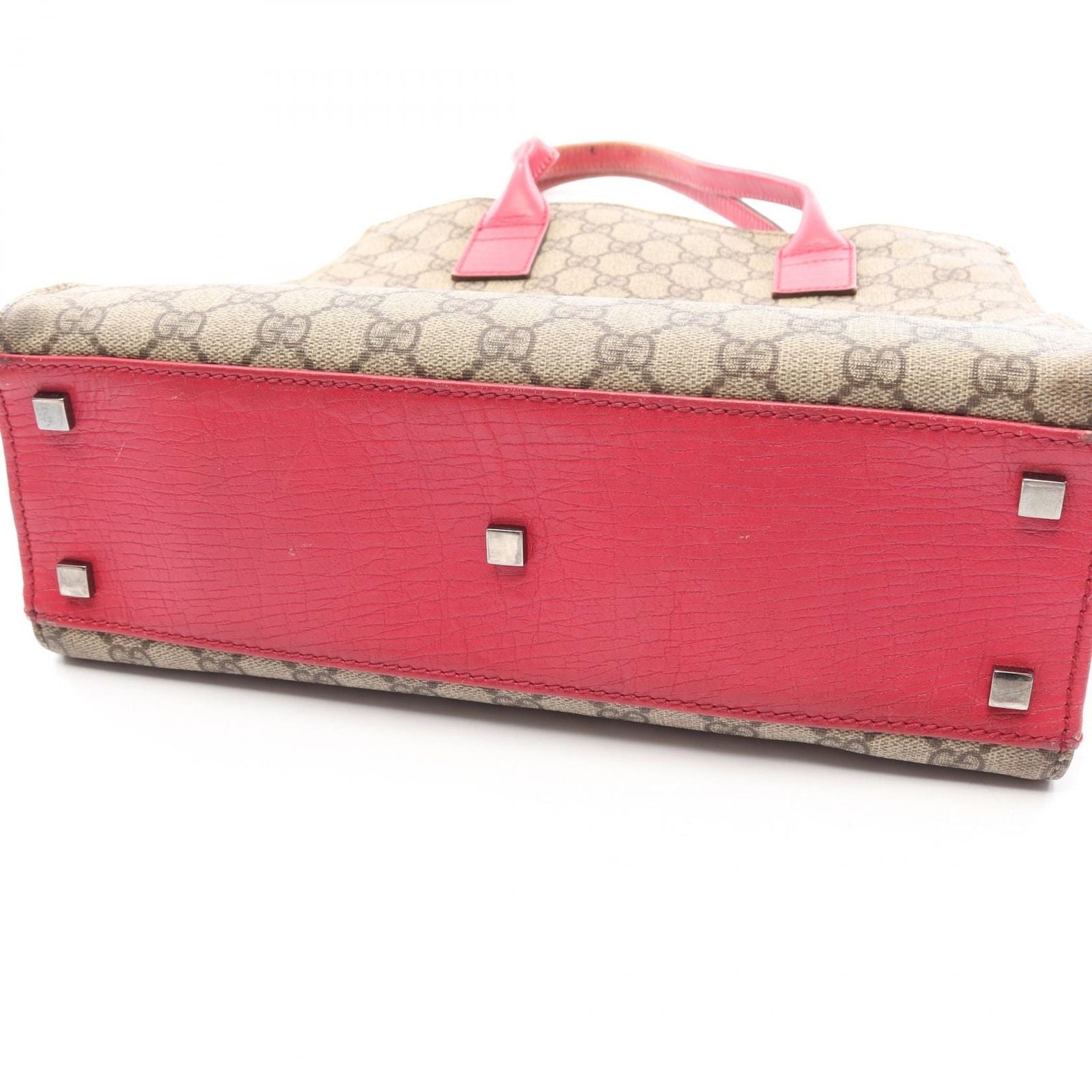 Gucci Tote GG Supreme Beige Pink Canvas Leather — view 9