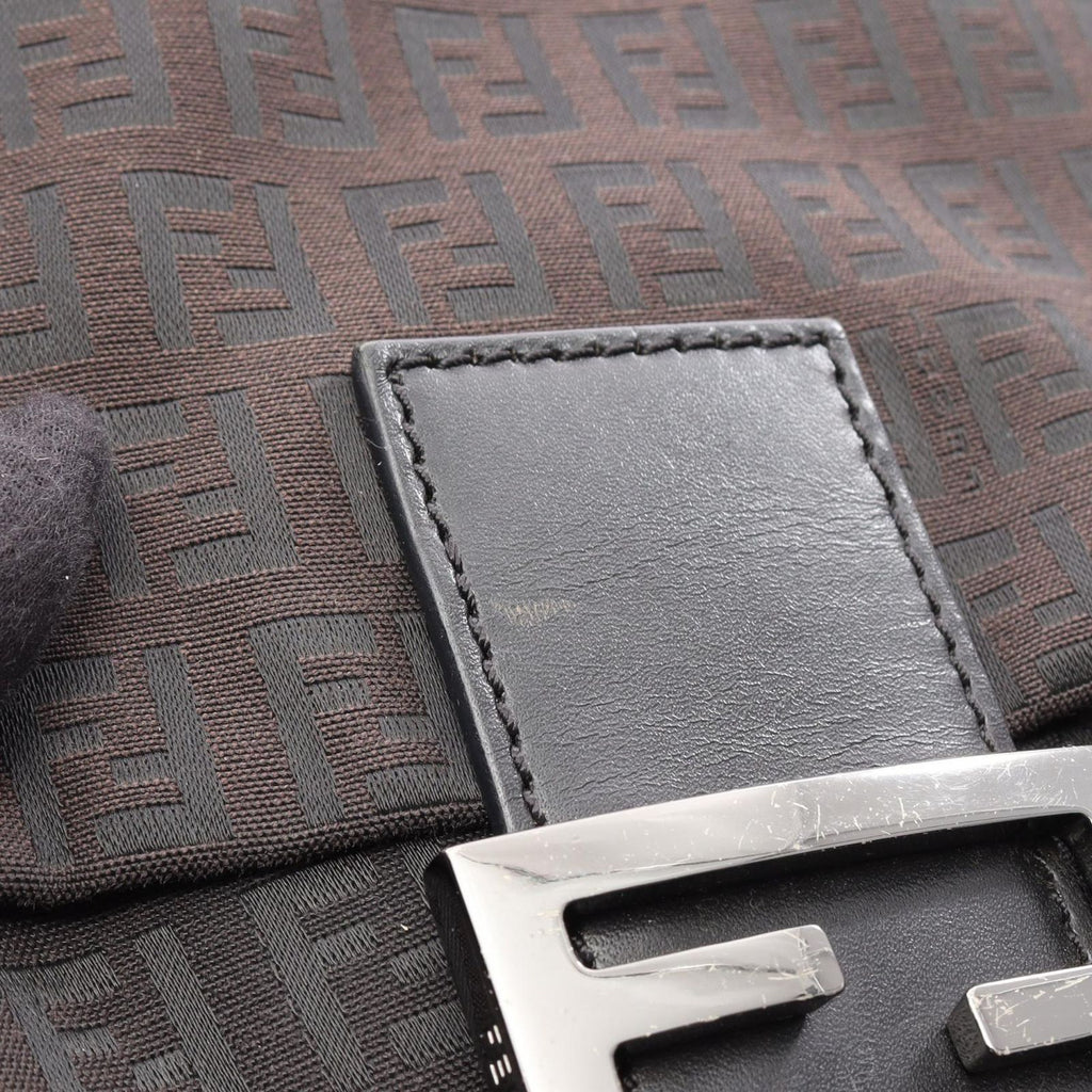 Fendi Shoulder Bag Zucchini No 8 Da Brown Black Canvas Leather — view 7