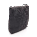 Fendi Shoulder Bag Zucchini No 8 Da Brown Black Canvas Leather — view 2