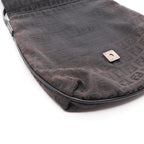 Fendi Shoulder Bag Zucchini No 8 Da Brown Black Canvas Leather — view 9