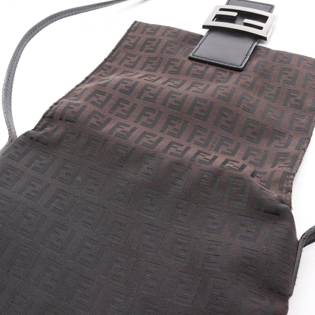 Fendi Shoulder Bag Zucchini No 8 Da Brown Black Canvas Leather — view 8