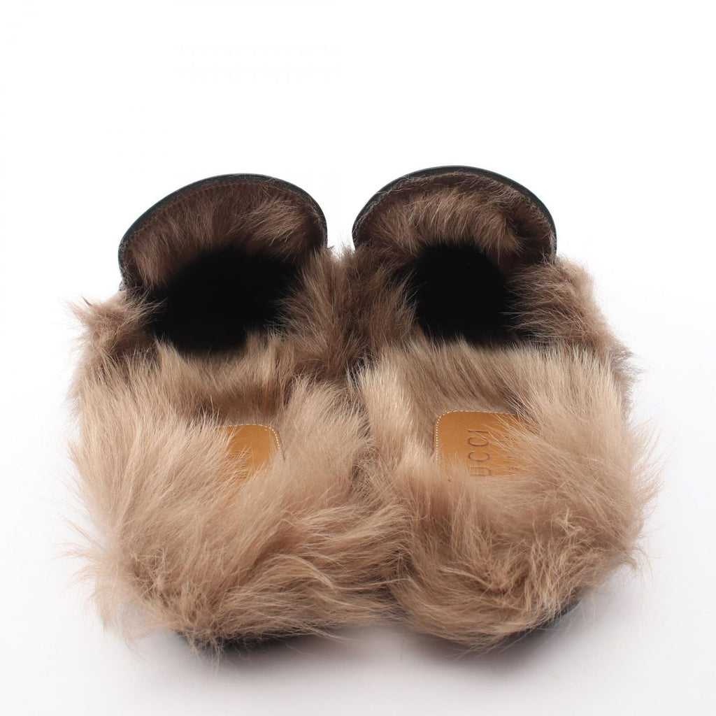 Gucci Sandals Prince Town Horsebit Black Leather Fur Slip on — view 8