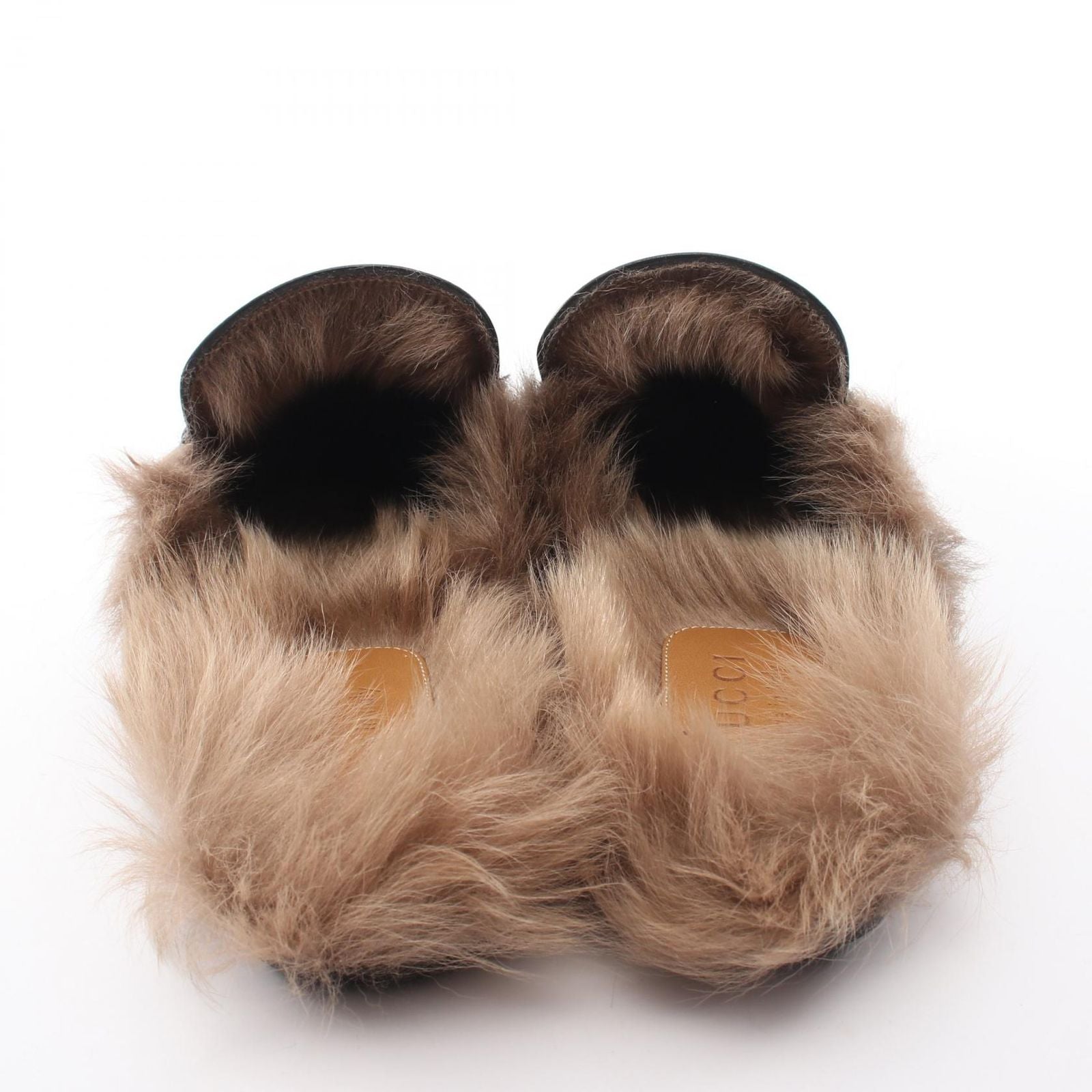 Gucci Sandals Prince Town Horsebit Black Leather Fur Slip on — view 8