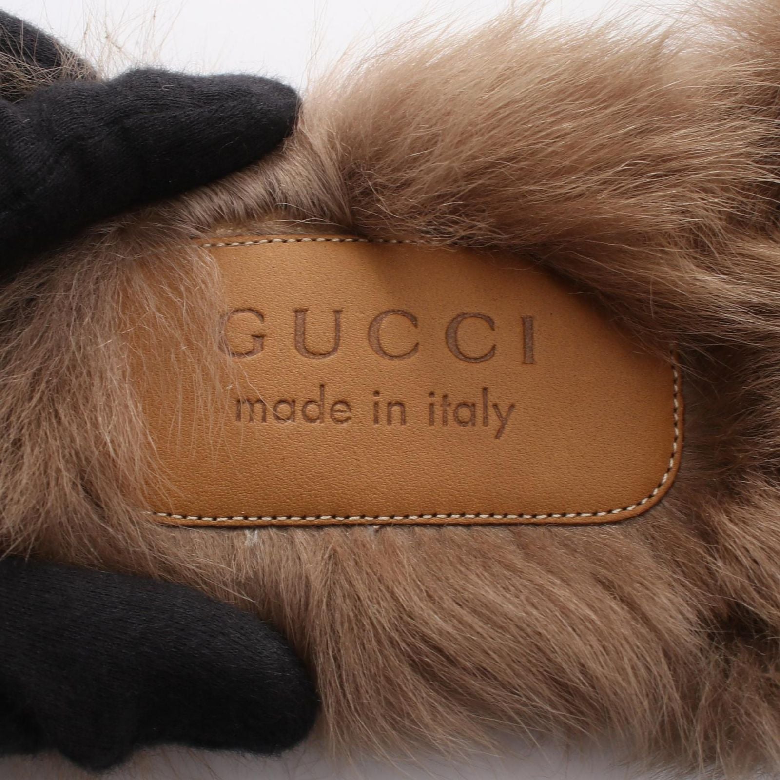 Gucci Sandals Prince Town Horsebit Black Leather Fur Slip on — view 5