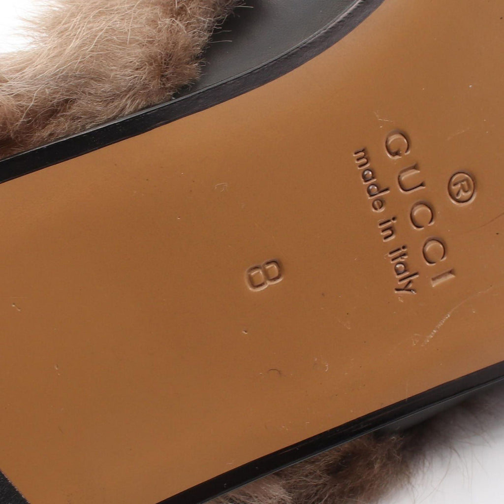 Gucci Sandals Prince Town Horsebit Black Leather Fur Slip on — view 6