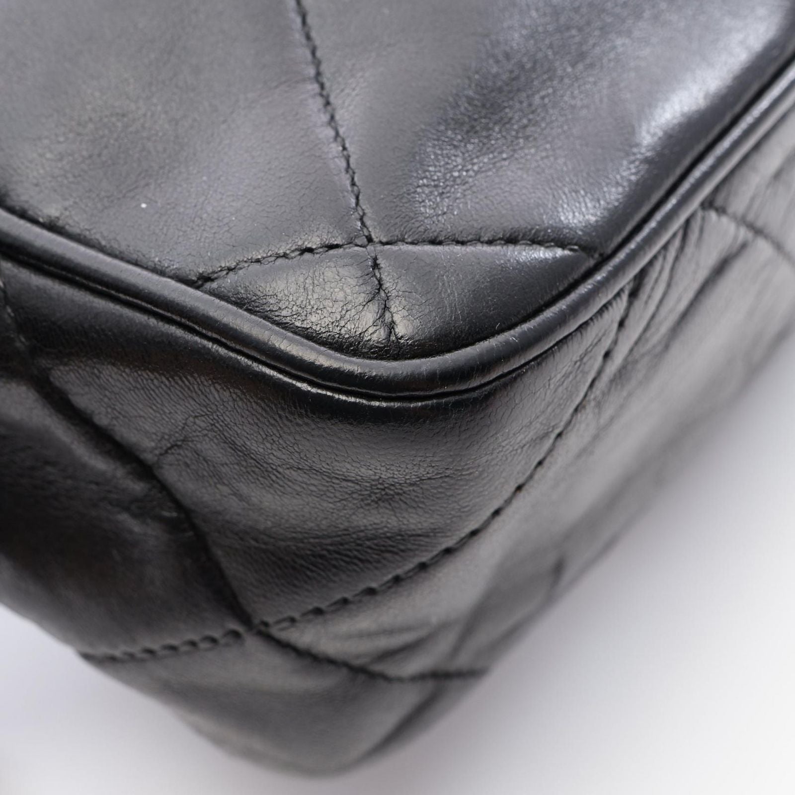 Chanel Shoulder Bag Quilted Tassel Black Lambskin Diamond Stitch Fringe Mini — view 7